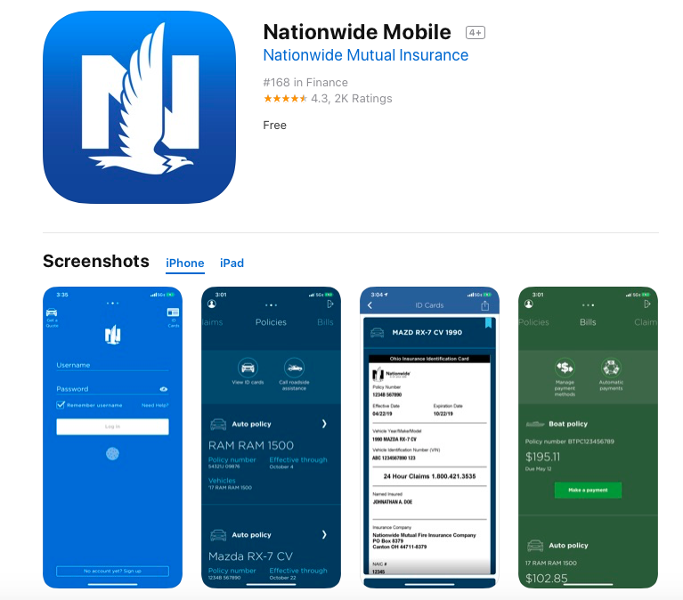 Nationwide Mobile app screenshots