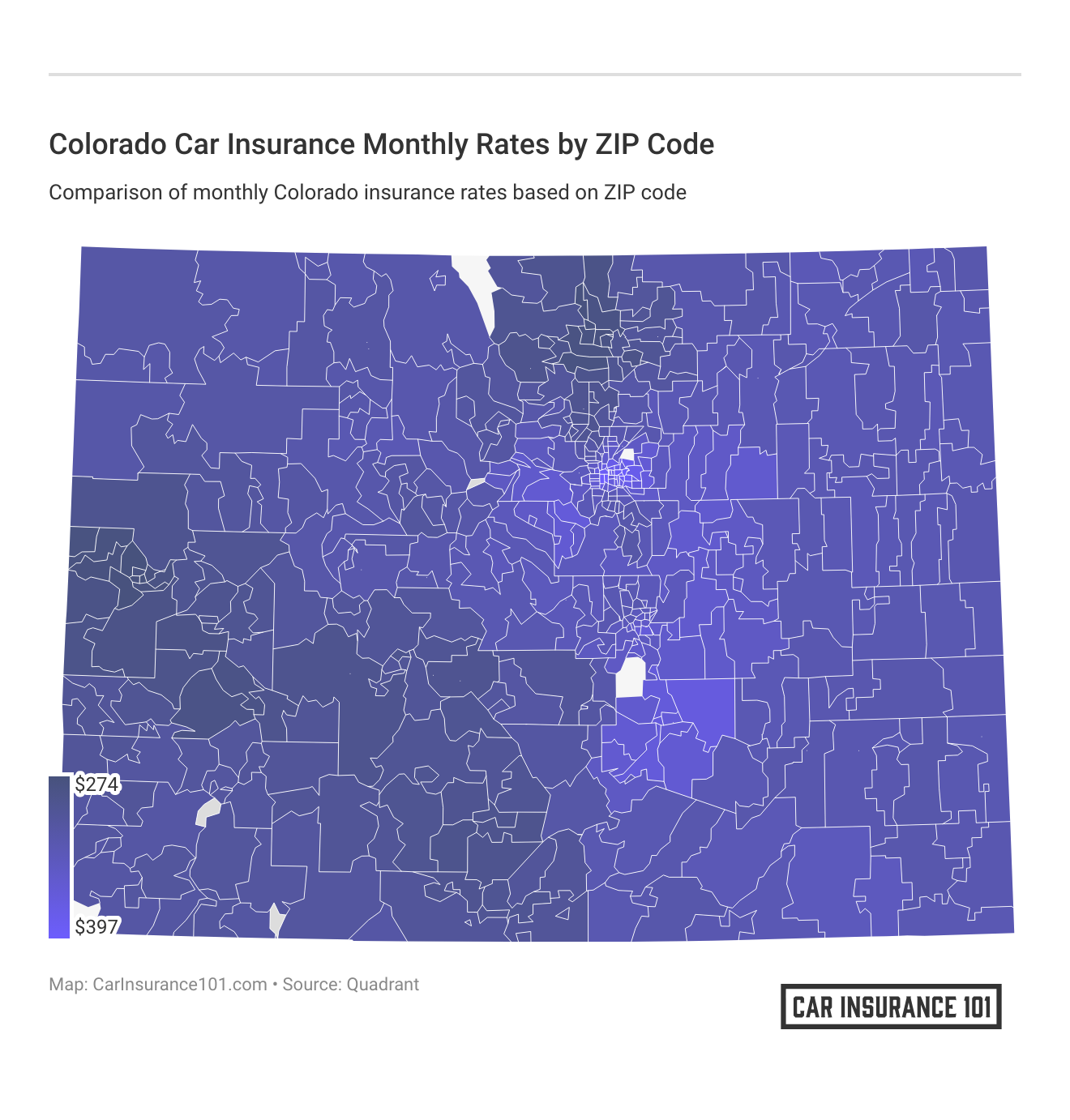 <h3>Colorado Car Insurance Monthly Rates by ZIP Code</h3>