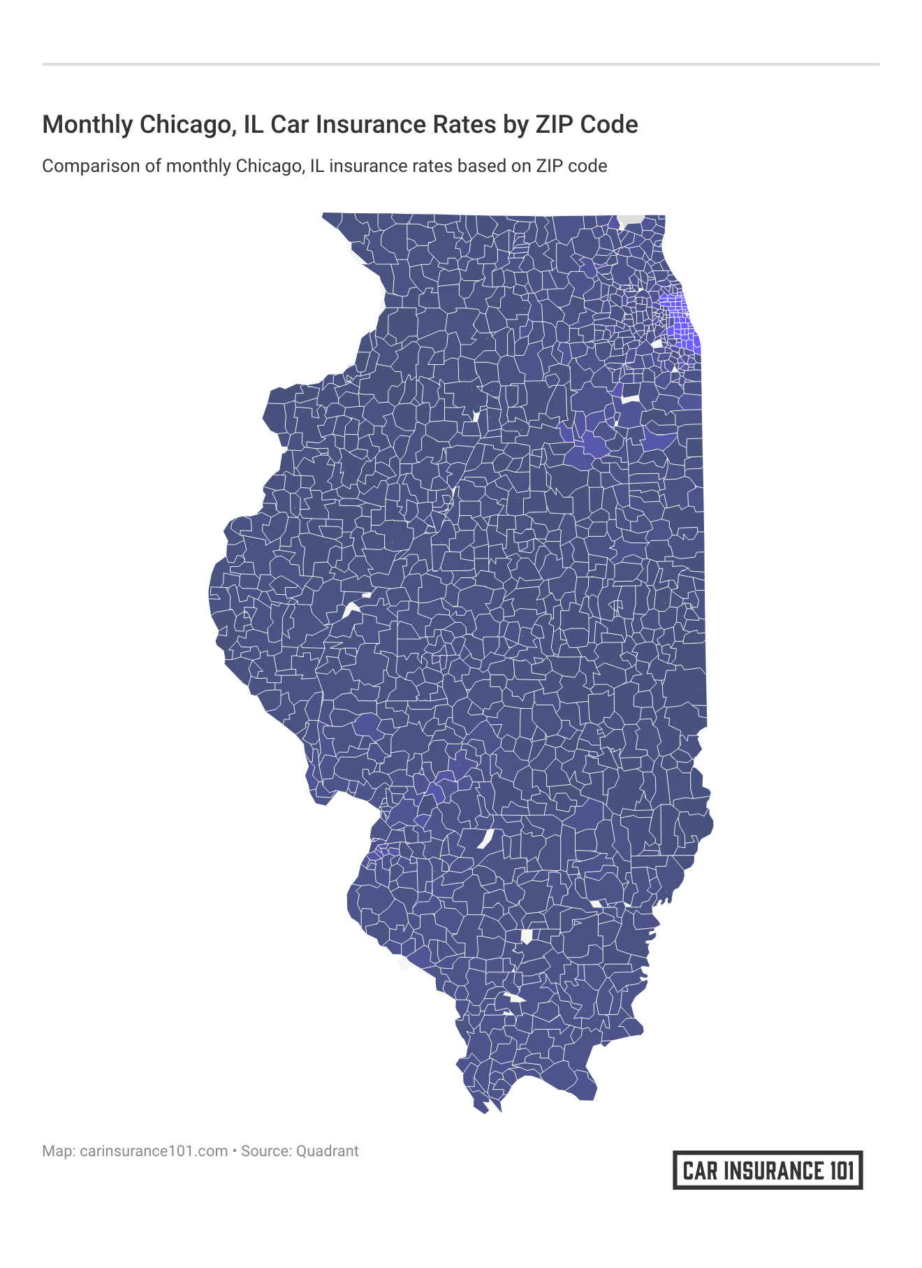 <h3>Monthly Chicago, IL Car Insurance Rates by ZIP Code</h3>