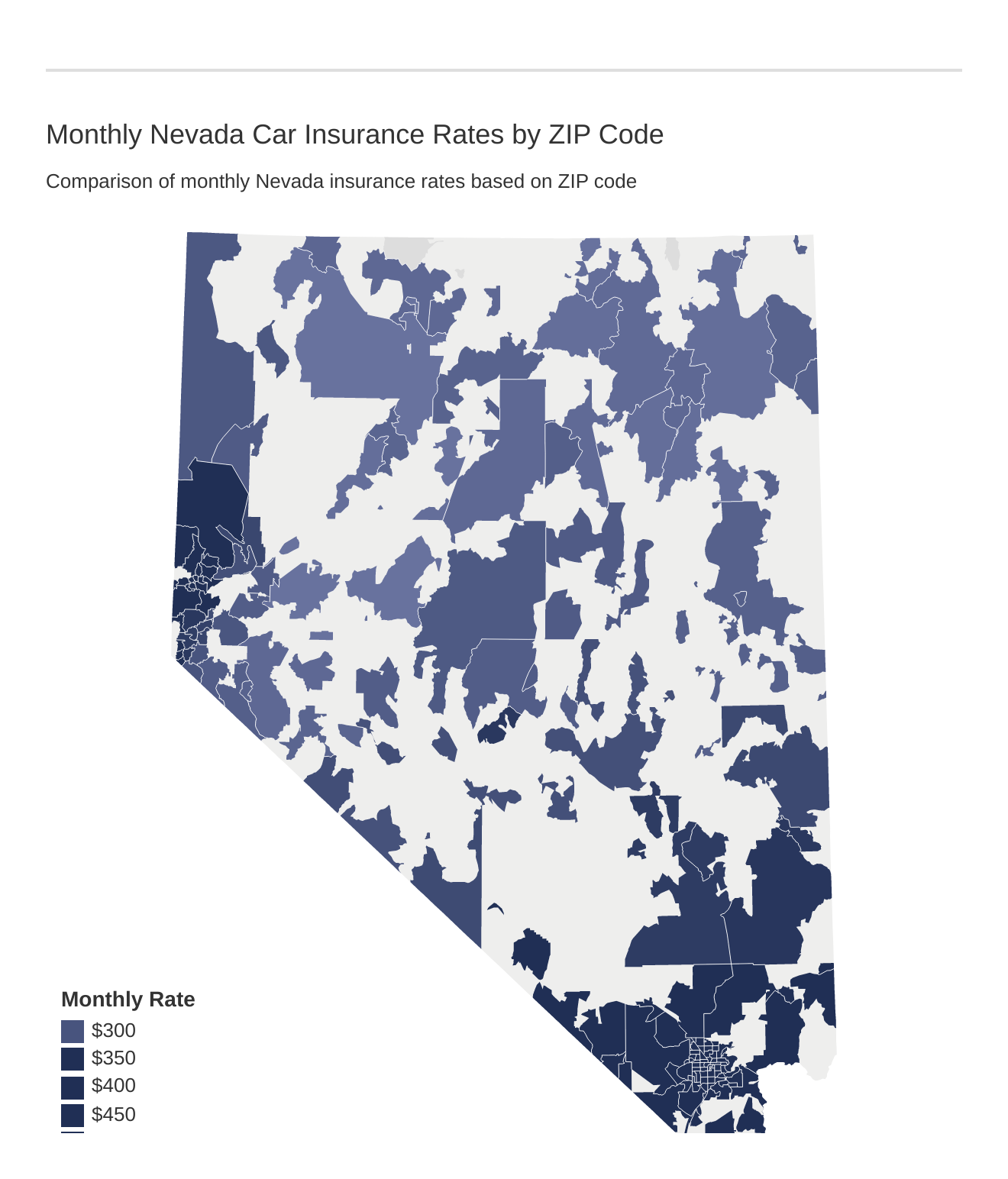 Monthly Nevada Car Insurance Rates by ZIP Code